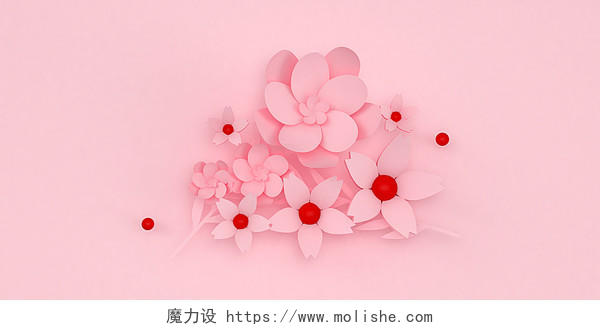 简约电商红色粉色立体三维3D花展台3D花C4D3D花(C4D)